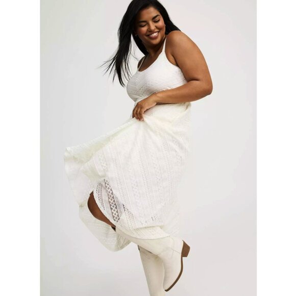 NWT Torrid 2 Cloud Dancer Midi Lace Skater Dress 2X 18 20 - Picture 2 of 13